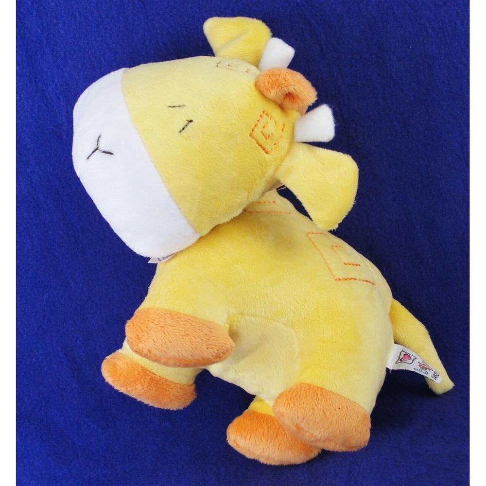 Baby Ganz Giraffe Cow Plush Rattle Yellow Wobble Head Stuffed Animal Toy